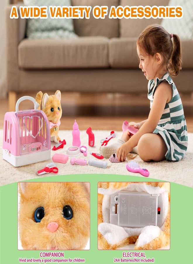 WorWoder 15PC Robot Plush Electronic Interactive Cats That Move and Meow Walking Wagging Lifelike Stuffed Kitten Toy pet for Girls Kid Parts(Yellow) - Image 4